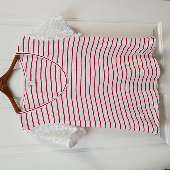Hinge red and white striped tee sz L - Picture 2 of 6